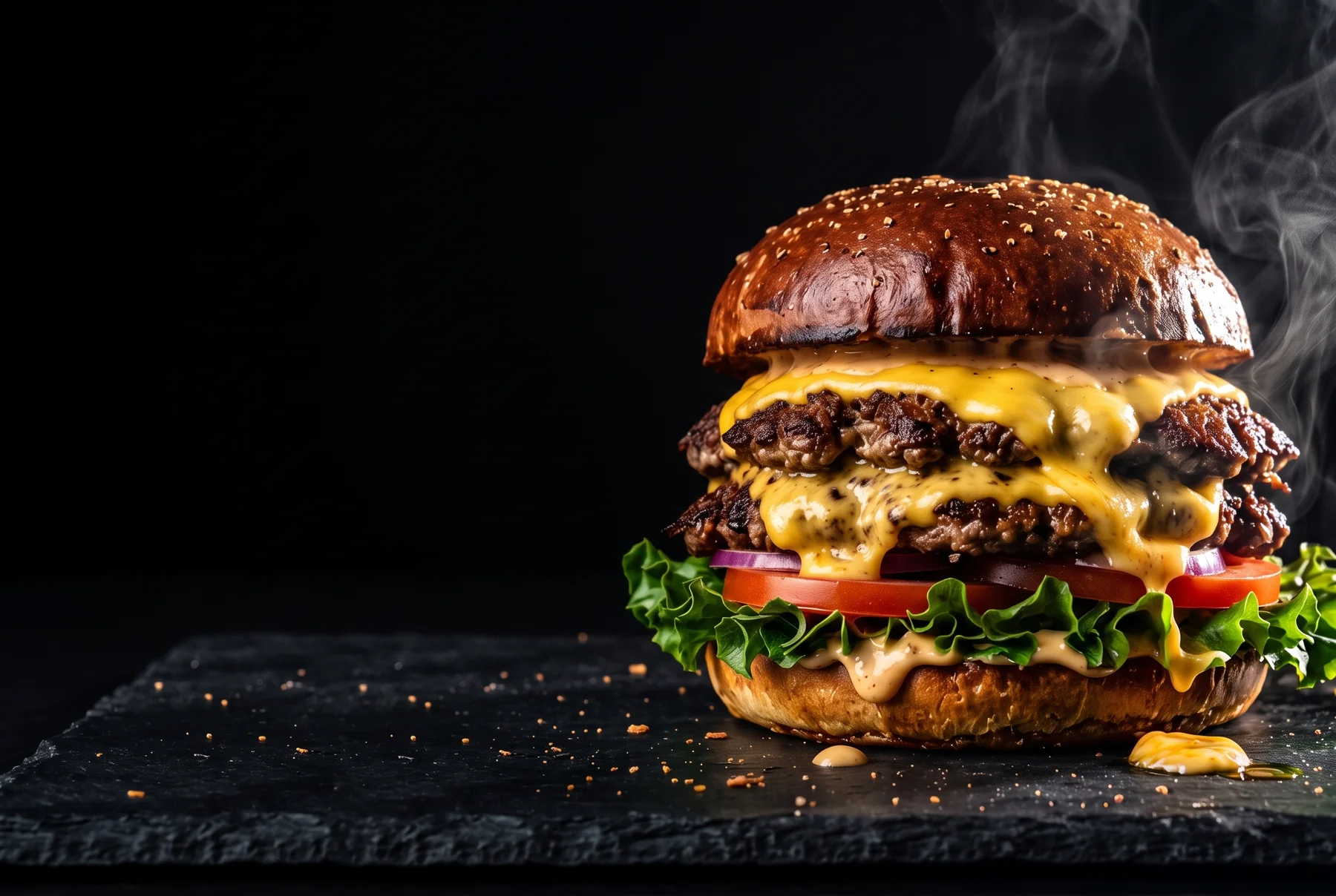 The Burnt End set against black negative space