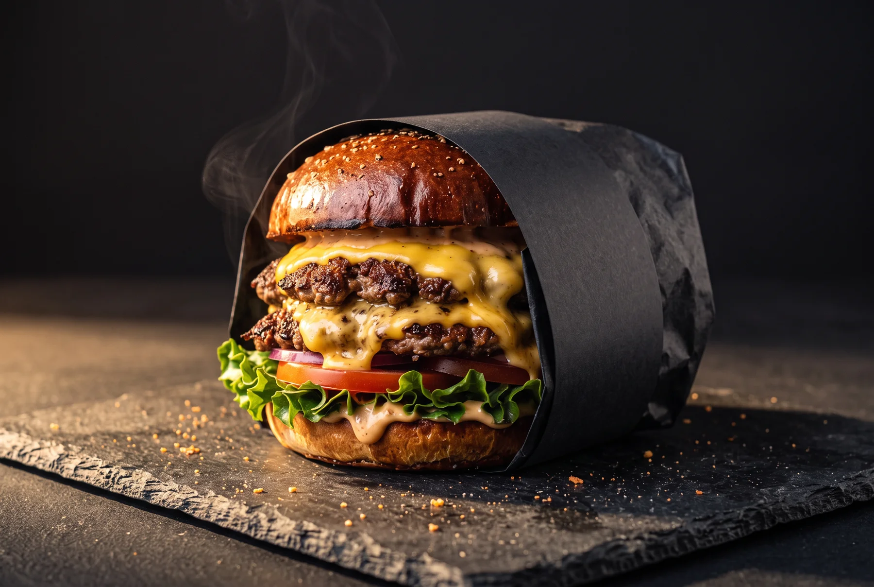 The Burnt End half wrapped in matte black paper