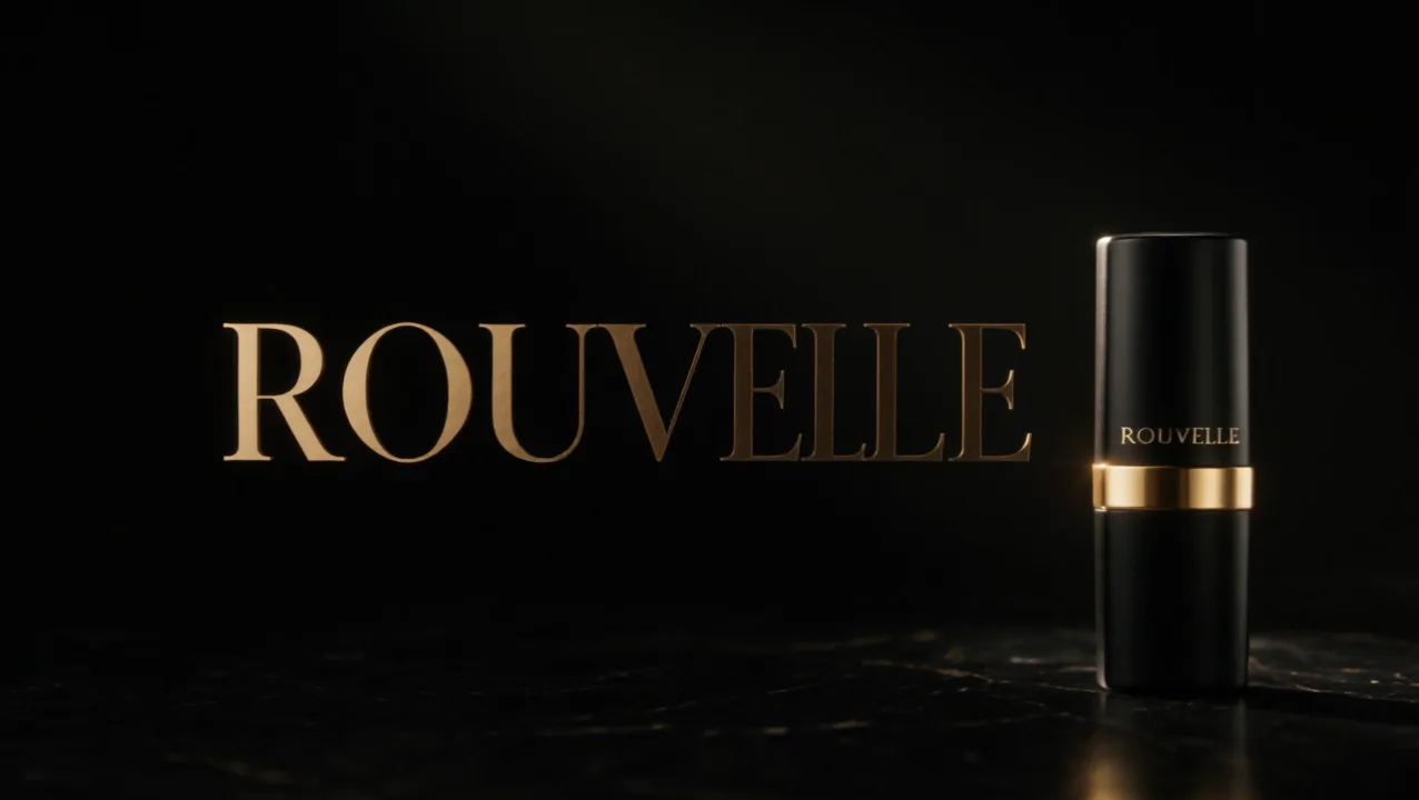 The Rouvelle end card, gold serif wordmark beside the case